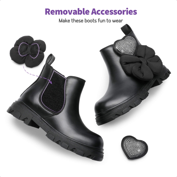 Girls Interchangeable Chelsea Boots - BLACK - 1